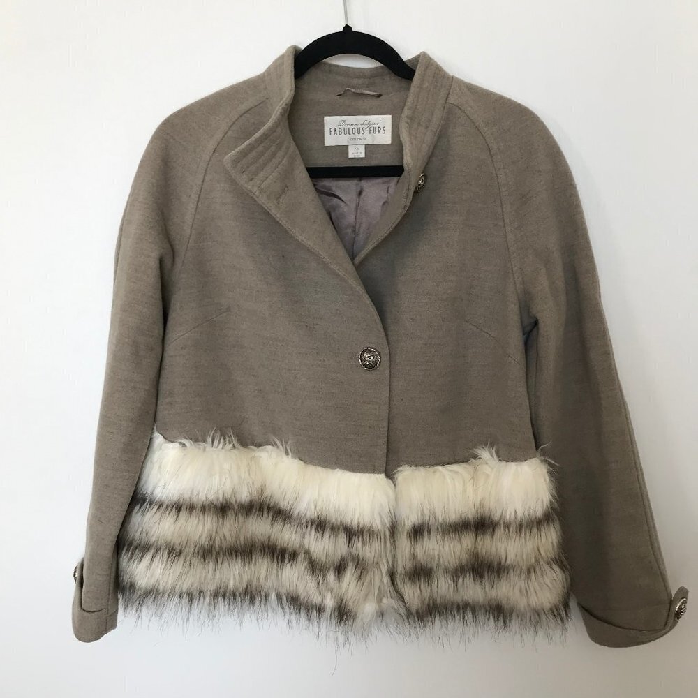 DONNA SALYER'S FABULOUS‎ FURS cropped taupe faux fur size XS